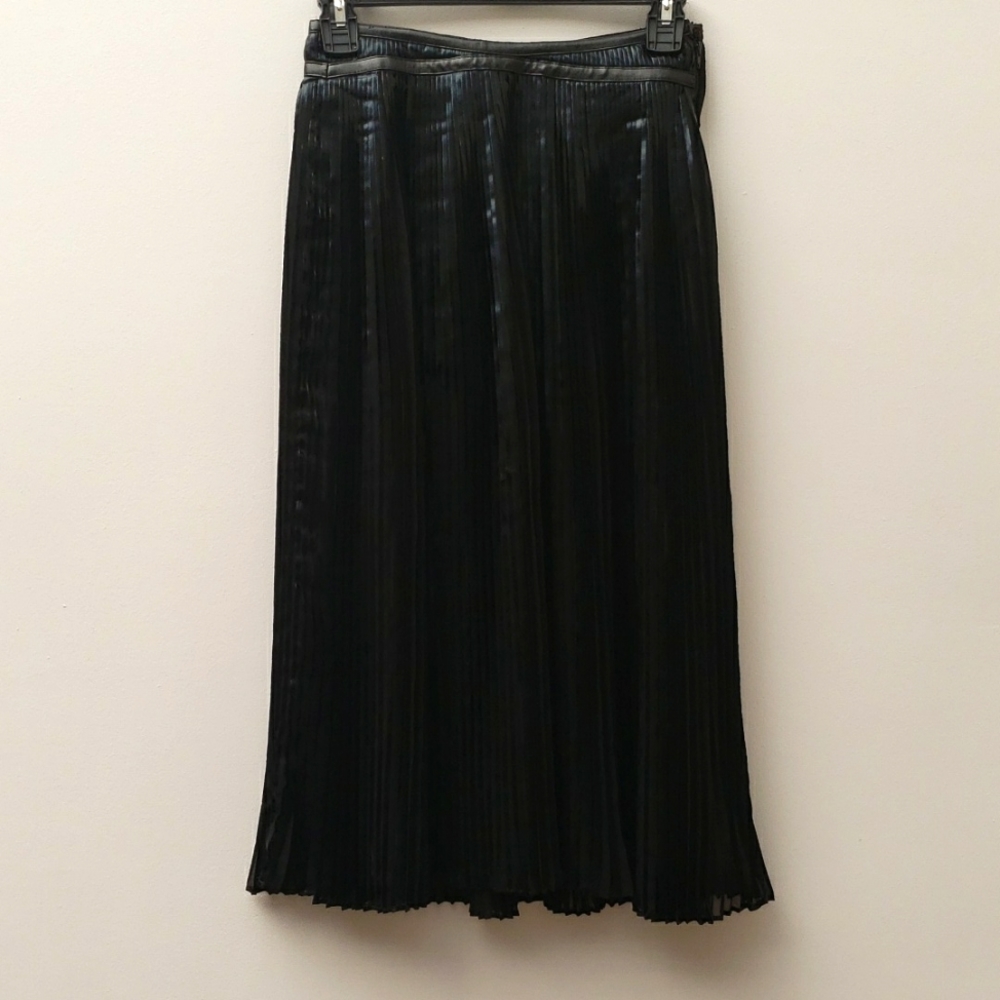 Ohne Titel Pleated Metallic Black Midi Skirt Women's Size 0